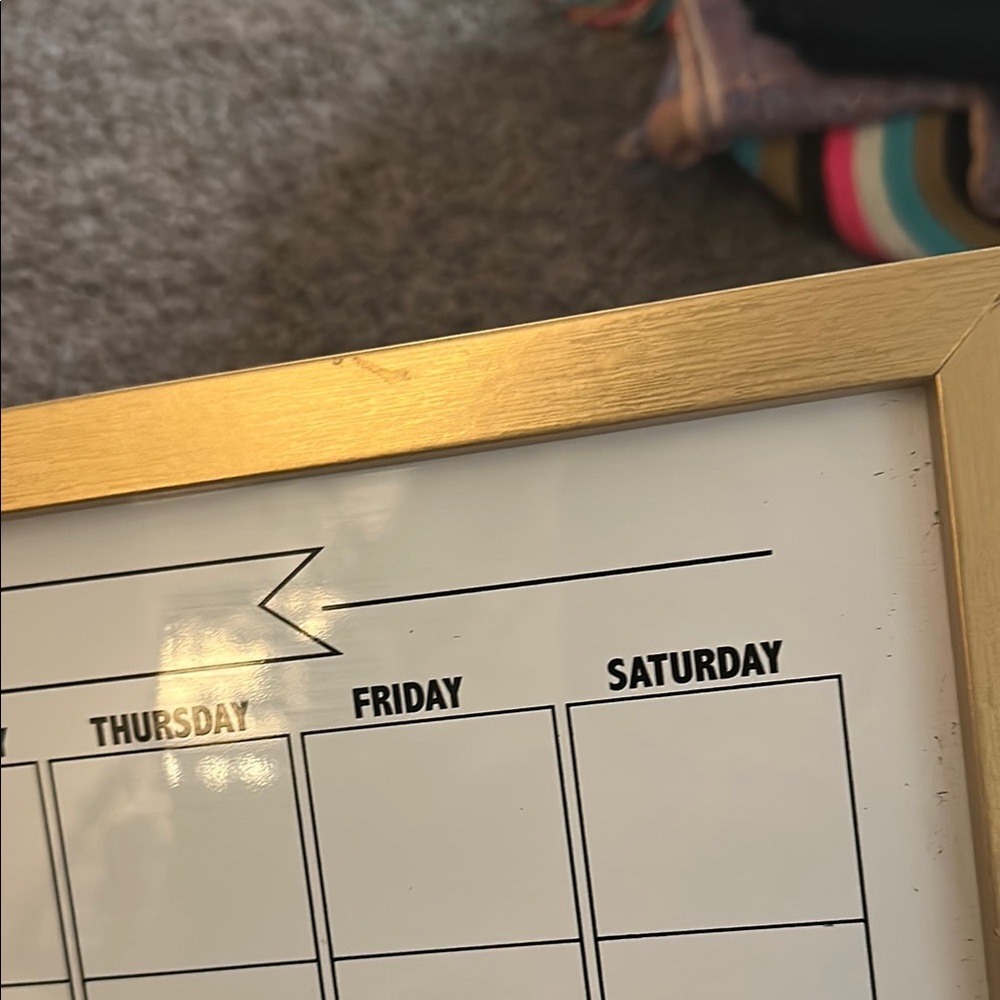 Gold Framed Weekly Planner Calendar White board - Picture 7 of 7